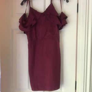 Suede Spaghetti/Off-the-Shoulder Dress